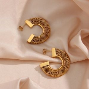 18K Gold Hoop Earrings*Lightweight Earrings*Chunky Hoops*Waterproof Sweatproof
